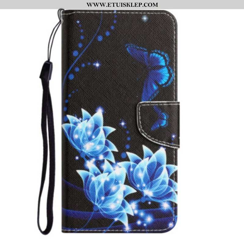 Etui Folio do Samsung Galaxy A54 5G z Łańcuch Motyle W Nocy Strappy